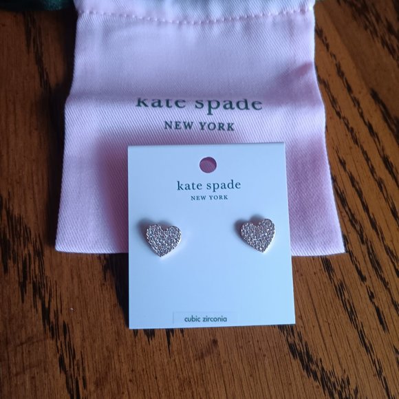 *Price Drop* New Kate Spade Yours Truly Pave Heart Studs - Picture 3 of 5